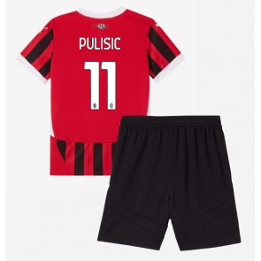 AC Milan Christian Pulisic #11 Hemmakläder Barn 2024-25 Kortärmad (+ Korta byxor)